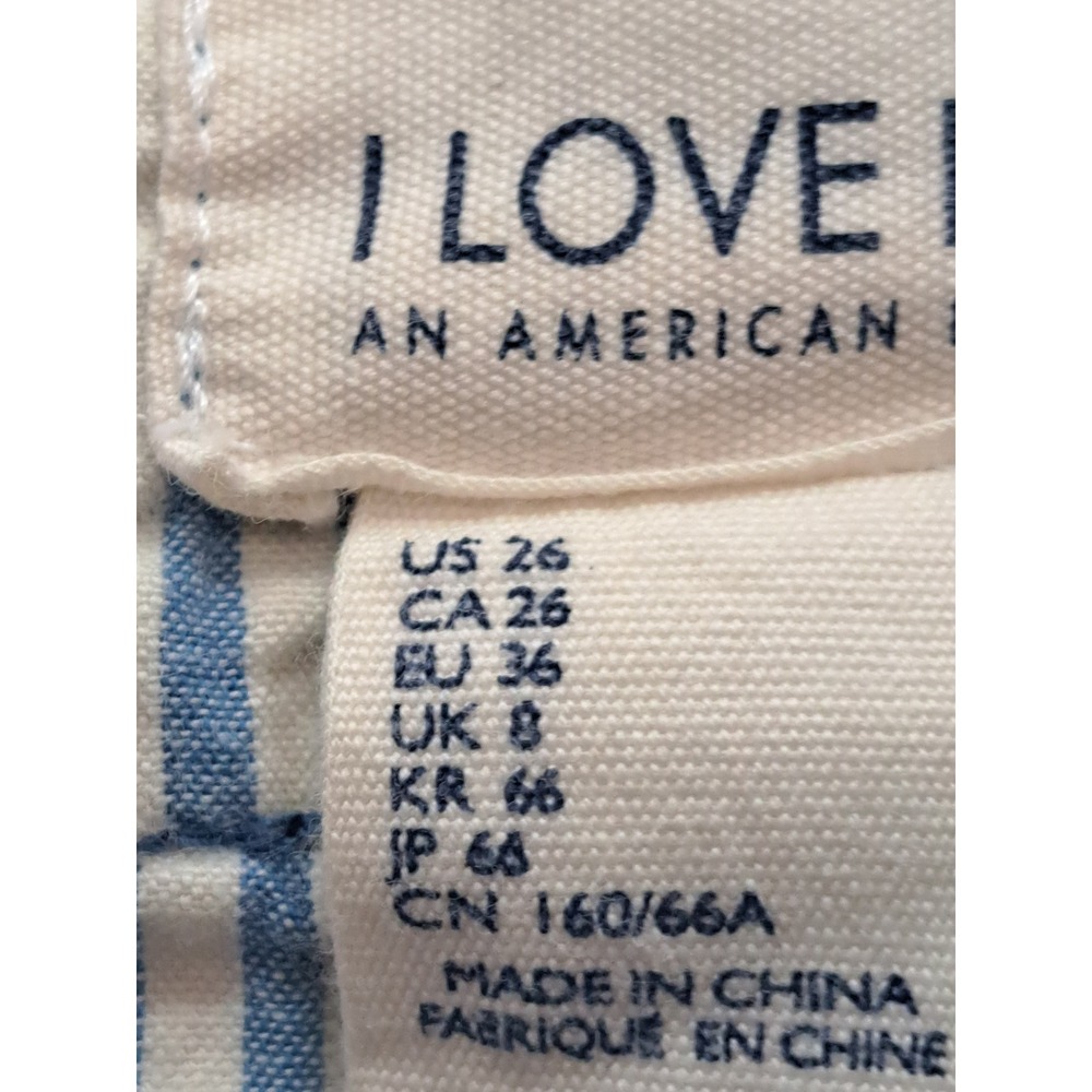 Forever 21 Y2K I Love H81 Blue White Striped Seersucker Shorts SZ 26 (waist 28") - Picture 4 of 7